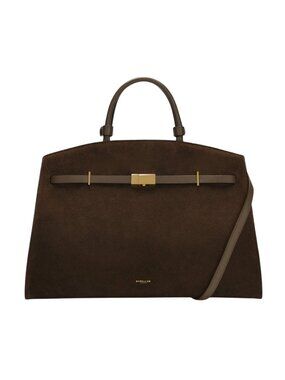 De Mellier London The Hudson Mocha Suede Tote Bag